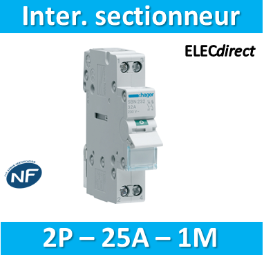 Inverseur de source monophasé 2P 40A 230V Hager SFT240