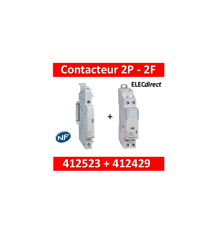 CONTACTEUR 2P 250V - 25A - contact 2F LEGRAND 412514, La Boutique  Electrique