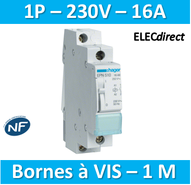 HAGER - Télérupteur 1F - 230V Sans Vis - EPS510B - ELECdirect Vente  Matériel Électrique