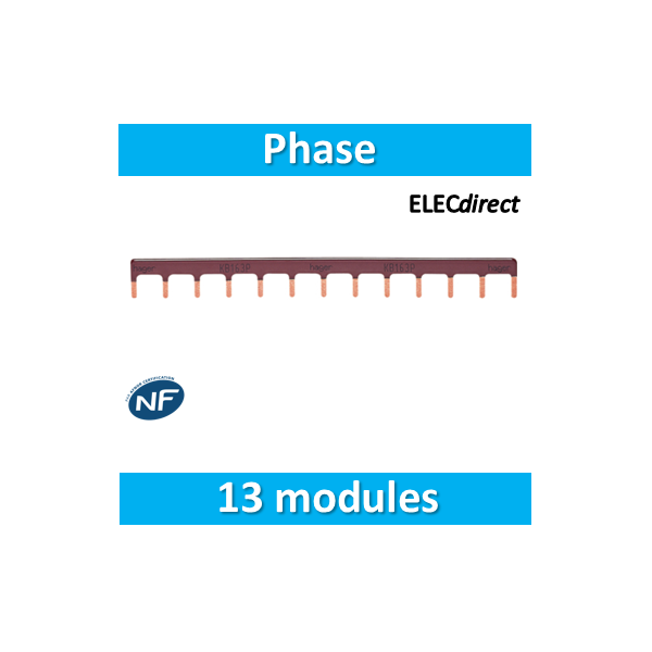Hager - Peigne d'alimentation 13 Modules Universel Phase - KB163P -  ELECdirect Vente Matériel Électrique