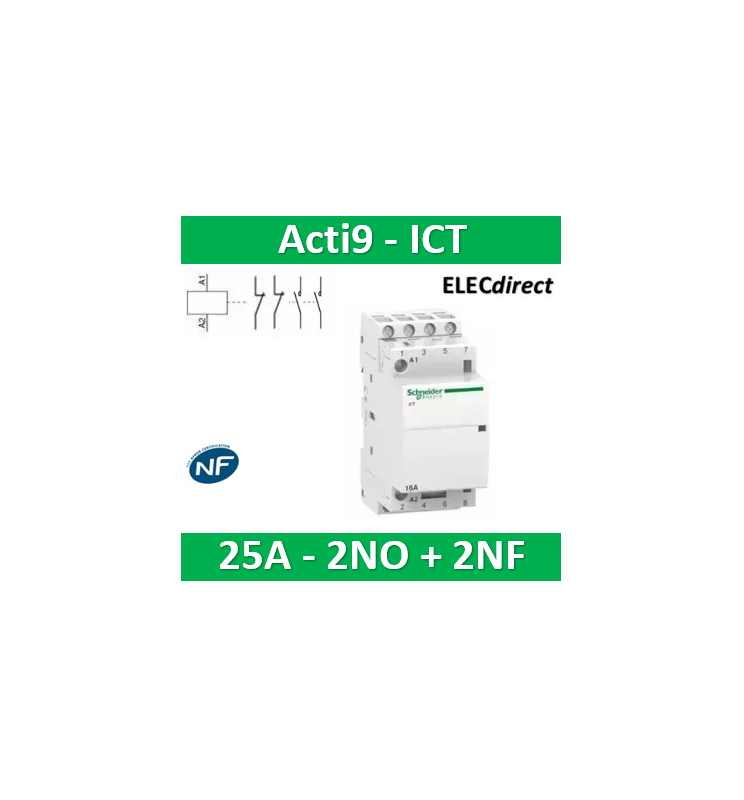 Contacteur de fonctionnement électrique 2NO Aoasis Aoct-100 2p
