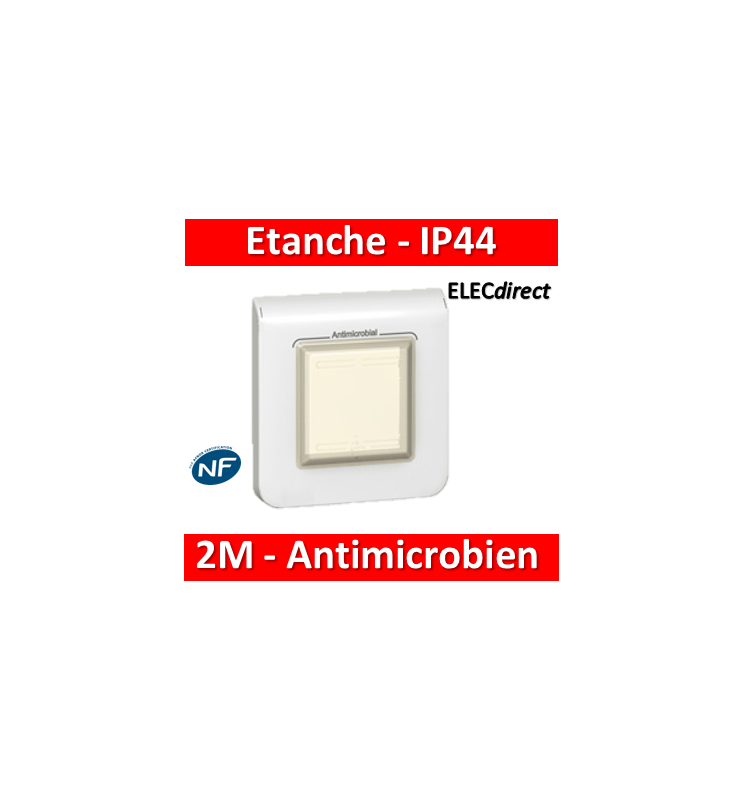 076677 Interrupteur à tirette éjectable Mosaic 1 module 230V 2A pour  applique tête de lit - blanc antimicrobien - professionnel