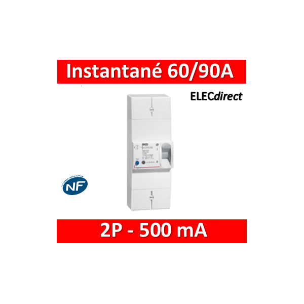 Legrand - Disjoncteur de branchement EDF - bipolaire - 60/90A instantané -  500MA - 401002 - ELECdirect Vente Matériel Électrique