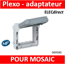 Legrand Plexo -Adaptateur étanche opaque Plexo compo IP55 pour Mosaic 2 modules - gris et blanc - 069580