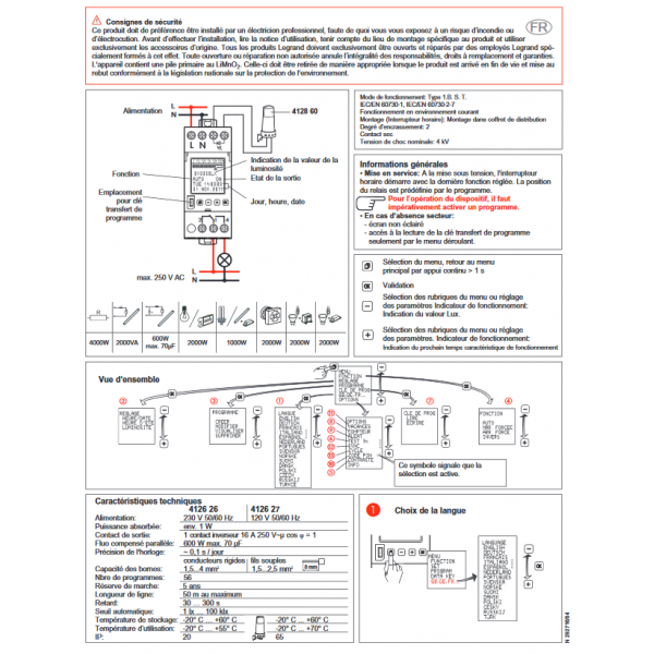 Legrand - Interrupteur crépusculaire programmable - 230V - 412626 - ELECdirect  Vente Matériel Électrique