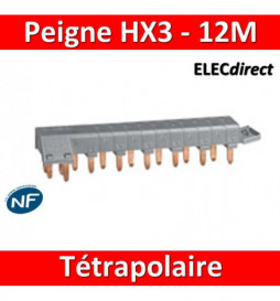 Legrand 405201 Peigne d'alimentation 4P tête de groupe HX³ horizontal  optimisé - 12 modules
