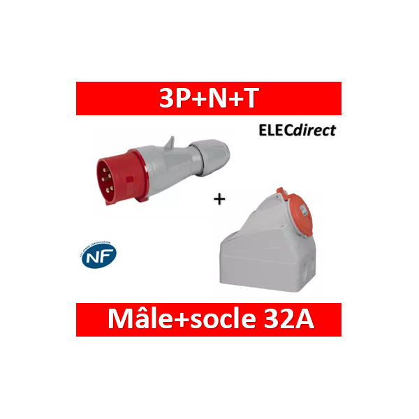 Fiche mâle P17 415V - 3P+N+T - 32A - IP44 : : Bricolage