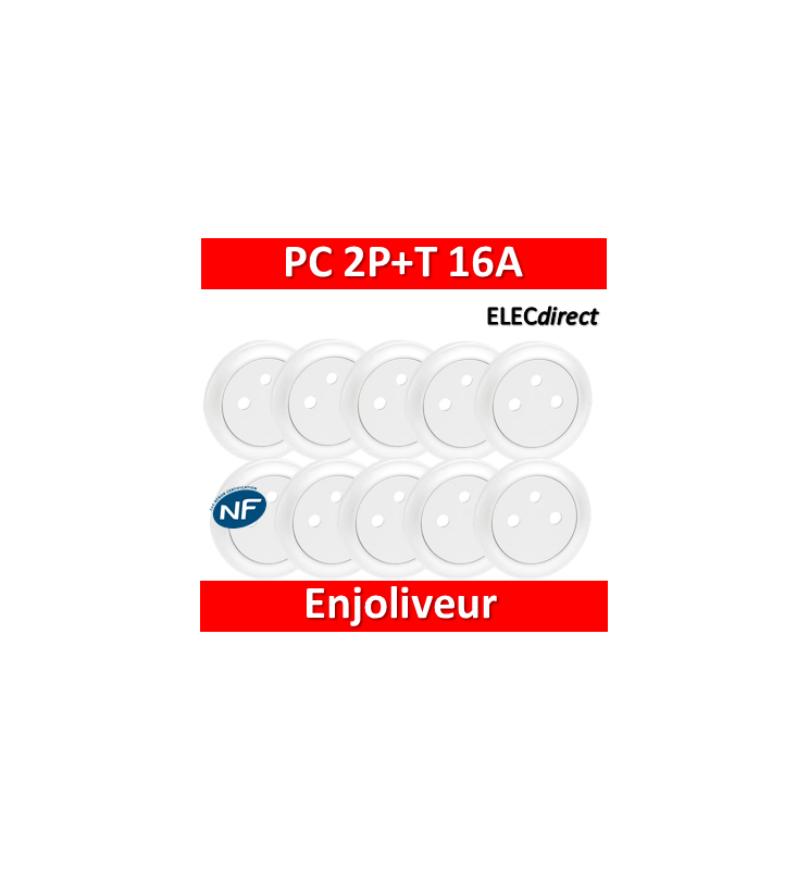 068111 Enjoliveur Céliane pour prise de courant 2P+T Surface - Blanc -  professionnel