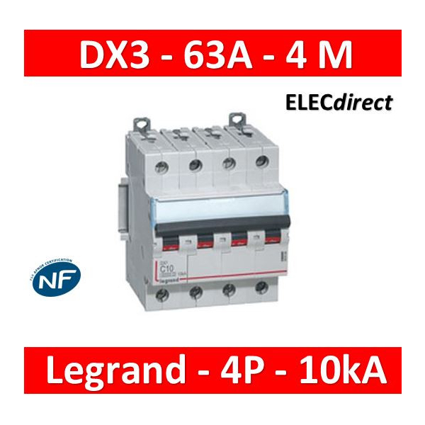 Disjoncteur différentiel DX³ 6000 - 4P - 400V~ - 63A - Type AC - 30
