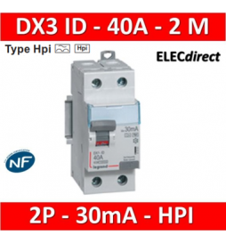 LEGRAND - Interrupteur Différentiel 2P - 40A - 30ma Type HPI Départ Bas -  411591 - ELECdirect Vente Matériel Électrique