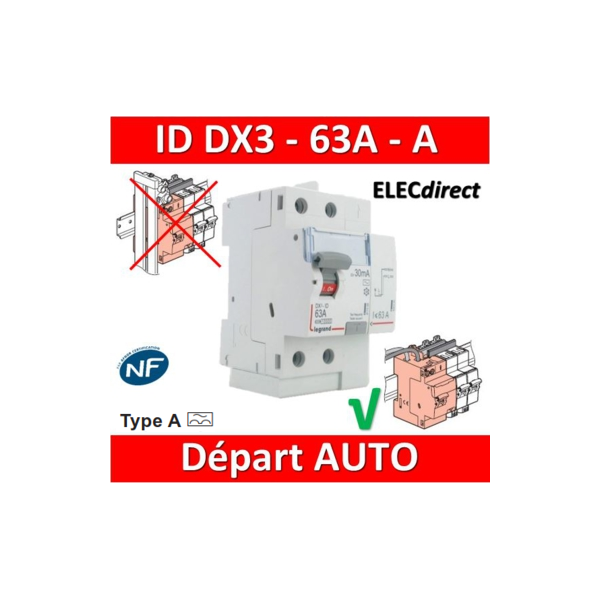 Legrand - 411639] Interrupteur DXᶾ-ID différentiel 63A type A