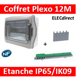 Coffret électrique étanche - 12 modules - 1 rangée - Plexo 3