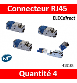 Coffret de communication 1 rangée avec 4 connecteurs RJ45 CAT 6