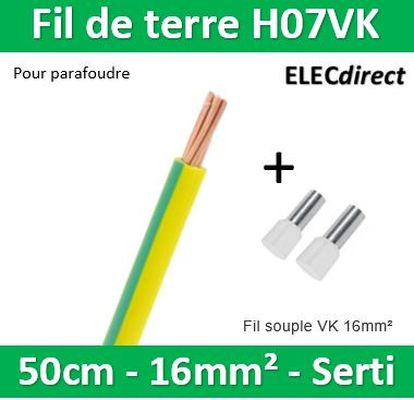 Fil H07 V-K (Souple) 10 mm² - Coupe au mètre - Rouge - Réf : HO7-VK10rouge