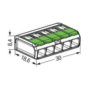 Bornes Verte auto fils souple et rigide 0,2 à 4mm2 - Réf.: WAG 221-425