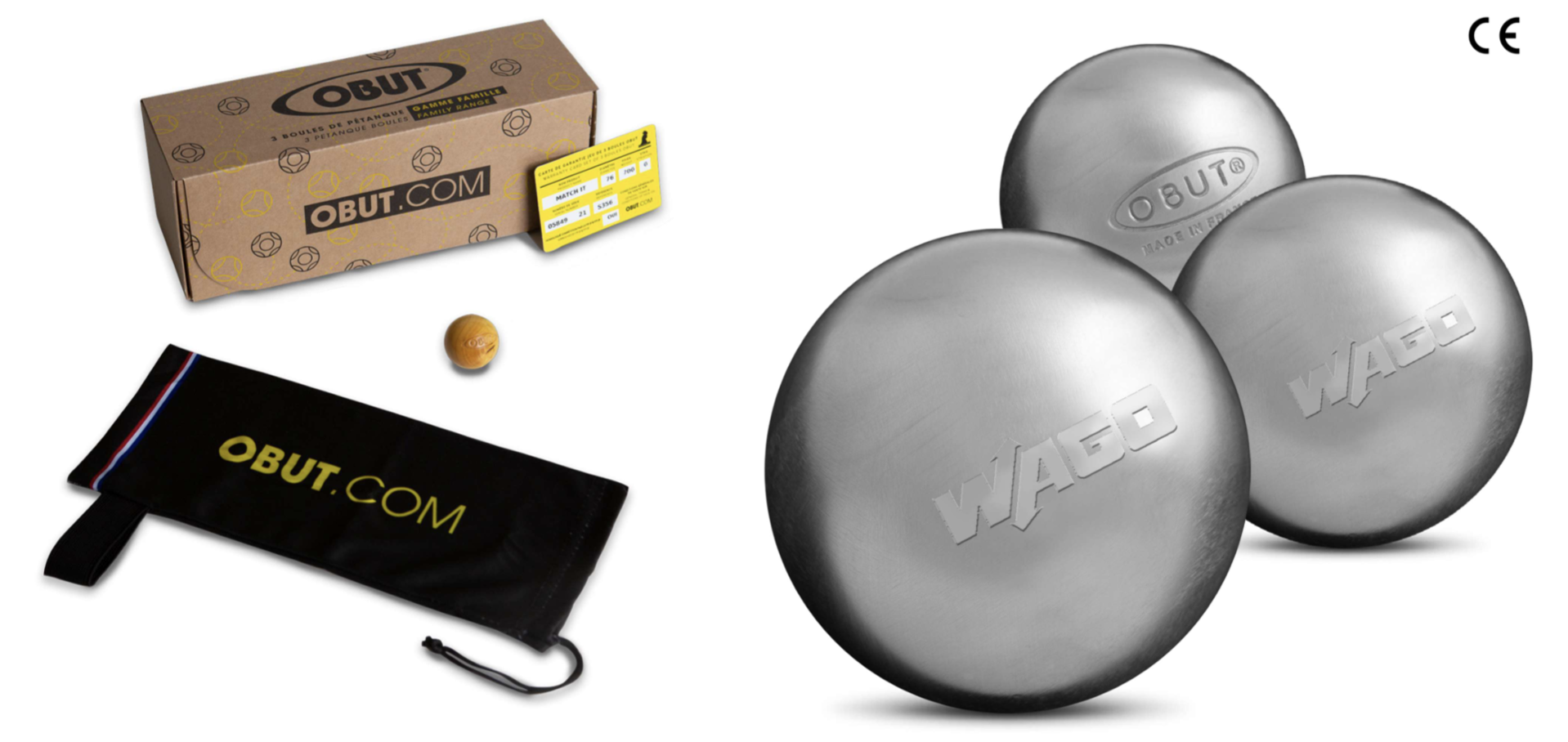 WAGO - Assortiment bornes 350 pièces + Triplette de boules de pétanque Obut® - Réf. : WAGOBUT